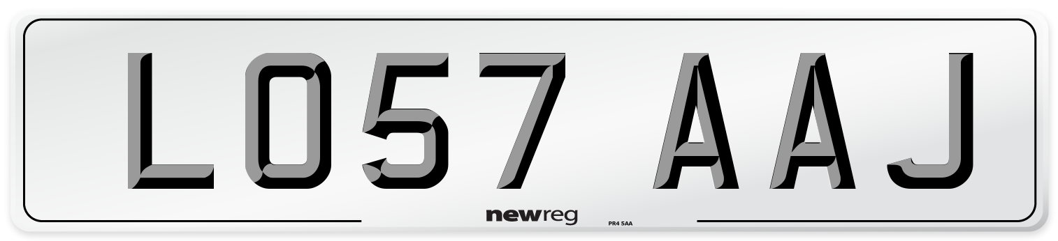 LO57 AAJ Number Plate from New Reg